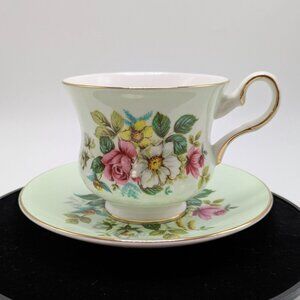 Royal Grafton AB Jones English Bone China Floral Teacup & Saucer